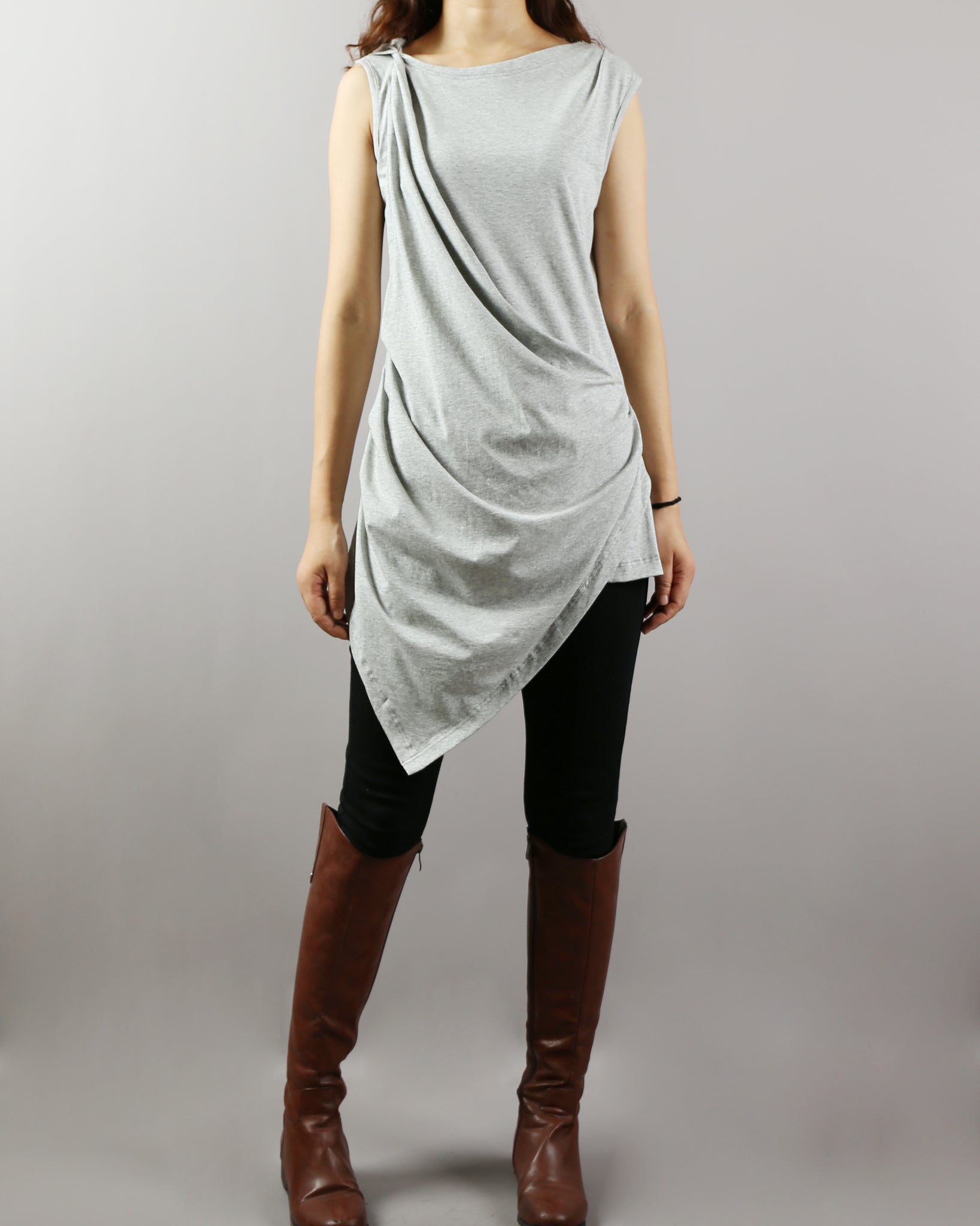 Asymmetrical Cotton Tank Top/Sleeveless ...